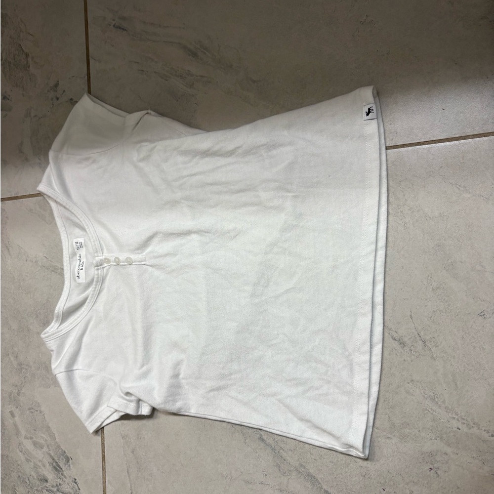 White Short Sleeve Henley Top